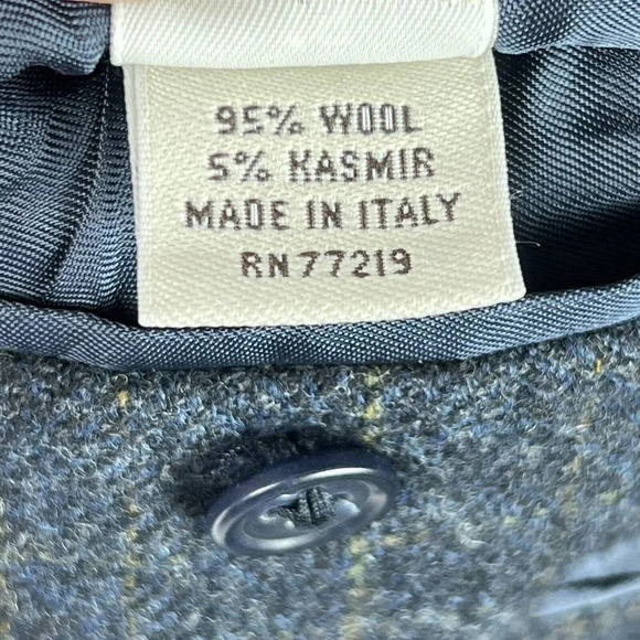 PRONTO-UOMO ZEGNA Wool Cashmere Sports Coat Blazer Charcoal Blue Plaid Size 46L - Picture 10 of 11